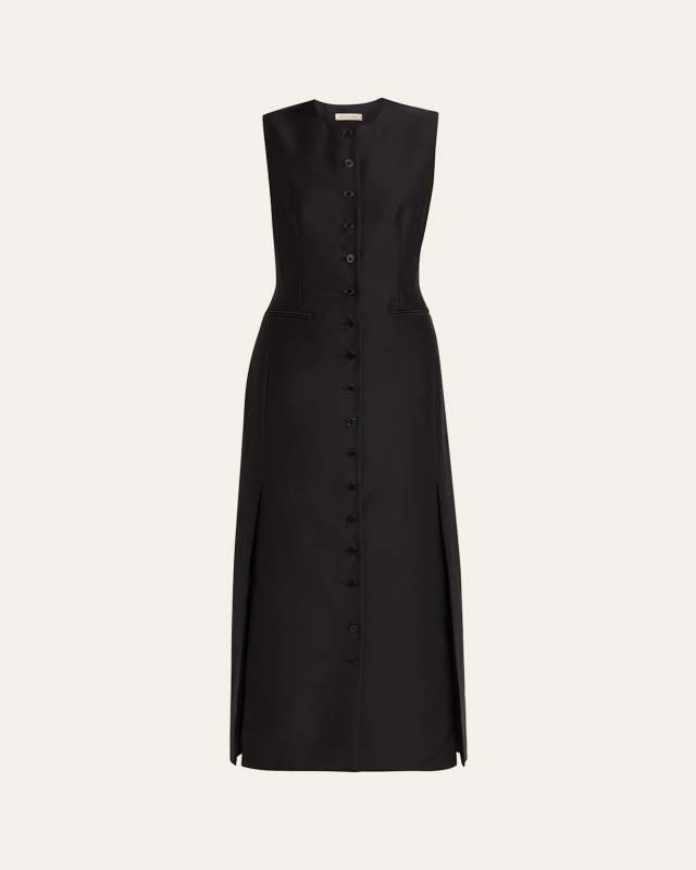 Paulina Button-Front Sleeveless Maxi Dress